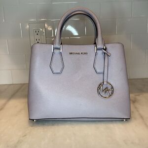Michael Kors Camille Lilac Convertible Saffiano Leather Crossbody Satchel